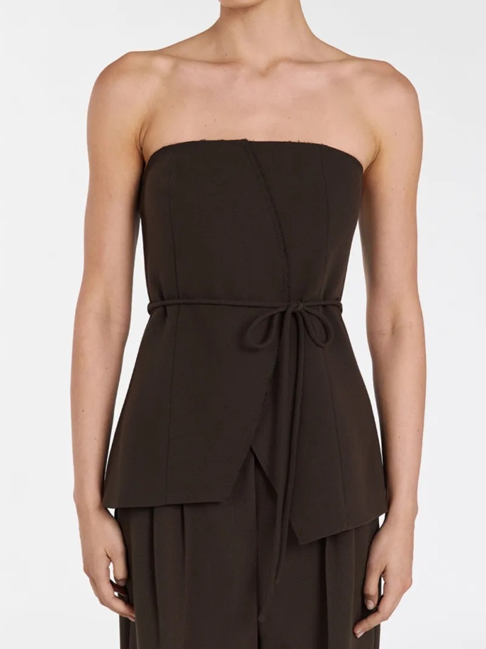 DISSH JULIE BITTER CHOC STRAPLESS TOP